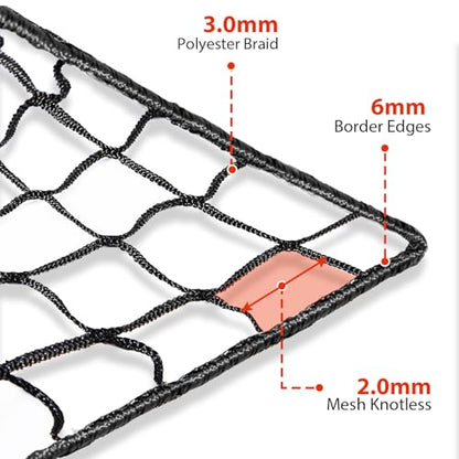 Baseball Softball Backstop Nets,Sports Net with 33ft Rope or Steel Hanging Kit, Nylon Nets Also for Basketball Soccer Lacrosse Hockey. - size: 10x10 feet, style: With Steel Hanging Kit
