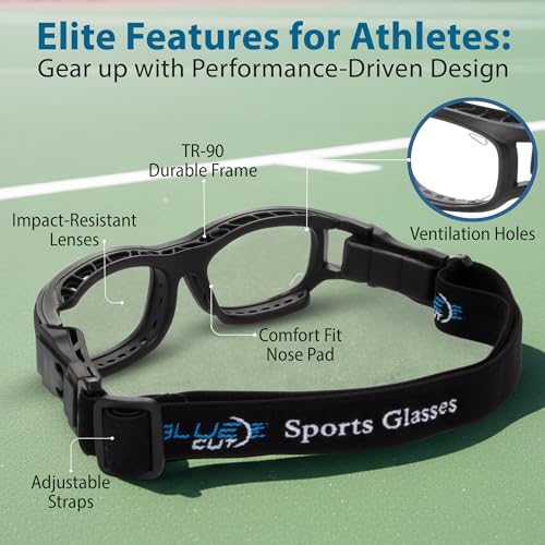 BLUE CUT Youth/Teen Sports Goggles for Basketball Soccer & Pickleball-Protective Eyewear for Boys&Girls - color: Black