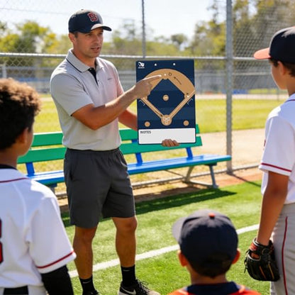 WISYOK Double-Sided Dry Erase Baseball Clipboard for Coaches, Baseball Coaching Lineup Board with Marker Deep Blue - style: Baseball Deep Blue