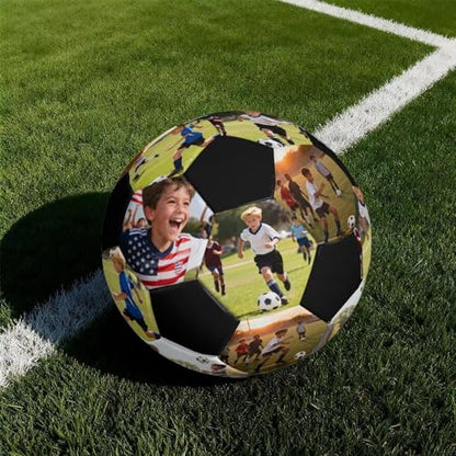 PU Leather Soccer Customized Photo Text Logo Soccer Size 5 Ideal Gift for Boys Girls Football The Room Decorated