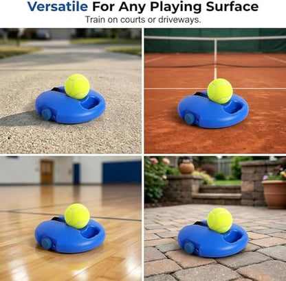 Tennis Trainer Rebounder with Weighted Base for Solo Practice, Portable Self-Training Equipment with Elastic String Ball, Tennis Practice Tool for Yard and Driveway - color: 1 * Blue