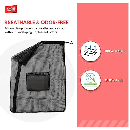 Keeble Outlets Extra Large Sports Ball Bag Mesh Soccer Ball Bag Heavy Duty Drawstring Bags Team Work for Holding Basketball, Volleyball, Baseball, Swimming Gear with Shoulder Strap