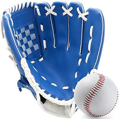 Baseball Glove,Baseball Softball Mitt with Ball for Kids Youth Adults Training and Beginner,Right Hand Throw,Left Hand Glove - color: Sky Blue, size: 12.5"