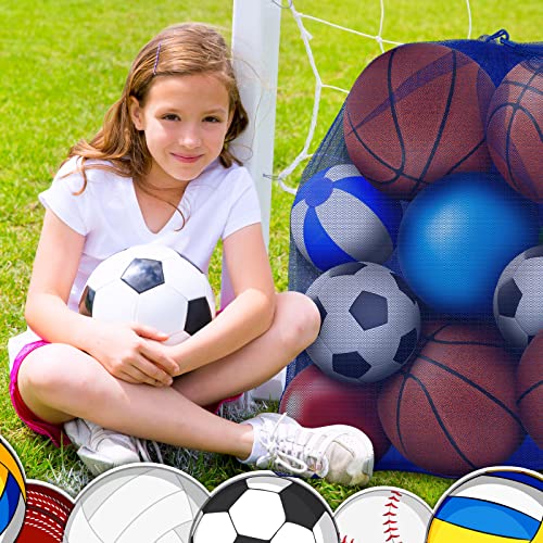 Woanger 3 Pcs Thickened Extra Large Sports Ball Bag Mesh Soccer Net Ball Bag Drawstring Bags Team Work for Holding Basketball, Volleyball, Baseball with Shoulder Strap, 35.4 x 27.5 Inch - color: Royal Blue