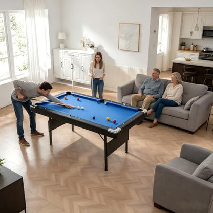 3 in 1 Multi Game Table, Small Pool Table, Portable Pool Table, Pool Table Tennis Billiard Combo, Indoor Ping Pong Tables, Convertible Game Set with Net and Balls for Family Entertainment, Blue