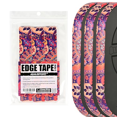 PICKLETECH Pickleball Edge Guard Tape – Pink Unicorn Pattern Edge Tape for Pickleball Paddle - Fit Perfectly Curved Edge - No Wrinkling - color: Red Orange Paisley, size: Width 26mm