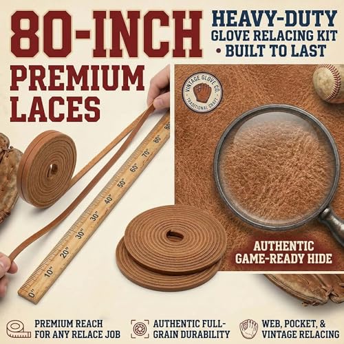 AliBall Baseball Glove Lace Kit - 2x80 Leather Laces w/Needle & Locks | Relacing Repair Kit for Baseball/Softball + Guide - color: Pink