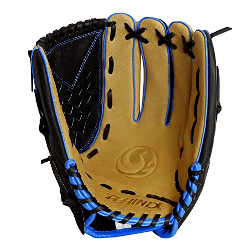 PHINIX 12 1/2 Inch Slowpitch All Pigskin Softball Gloves Multiple Colors - color: Beige & Black
