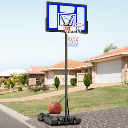TONBUX Adjustable Basketball Hoop Outdoor 10FT, Basketball Portable Hoops & Goals, 44 Inch Backboard, for Kids, Youth, and Adults in The Backyard, Driveway - style: Blue