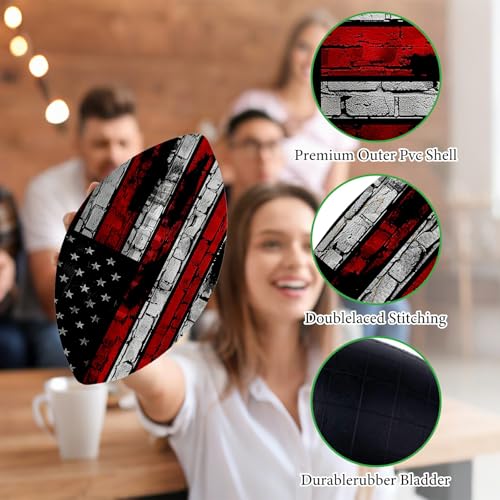 American Football, Official Size 11.9 x 7.3 Inch, Premium Composite Leather High-Grip Ball with Pro-Style Lacing, Unique Prints for Training, Games & Gifts - color: Retro Flag
