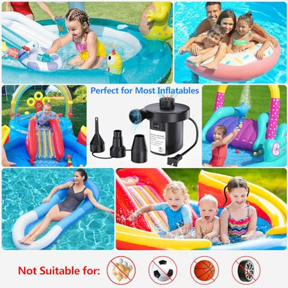 PULIDIKI Electric Air Pump for Inflatables Air Mattress Pump with 3 Nozzles Inflator Deflator Quick Air Pump for Air Mattress Beds Pool Toys Raft Boat Swimming Rings AC 110V 130W
