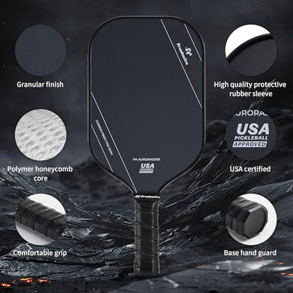 FH-500 T700 Pickleball Racket, 14MM Thick Two-Handed Offensive Pickleball Racket, Speed and Control - color: black