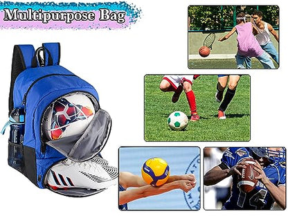 Youth Soccer Bag, Soccer Backpack for Football Volleyball Basketball, Backpack with Ball Compartment and Ball Holder - color: Green