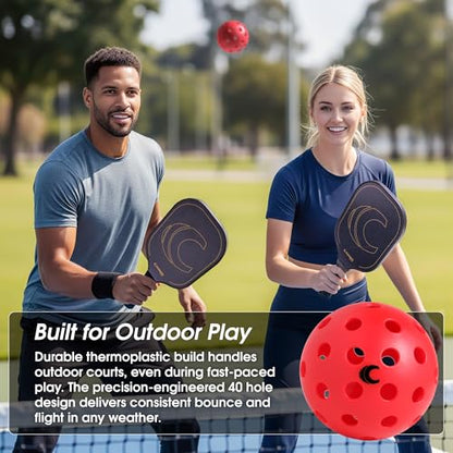 Cannon Sports 4-Pack Pickleballs with Carry Bag – 40 Hole Outdoor Balls – High Visibility, Durable, and Crack Resistant for All Skill Levels