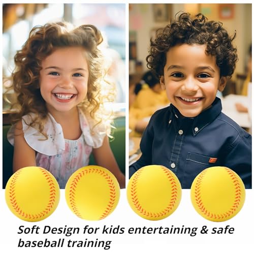 12 Pack Foam Baseballs Softballs Foam Training Ball for Kids Beginners, 9 inch Practice Baseballs Tballs, Safe Throwing, Catching and Batting Practice - color: Yellow