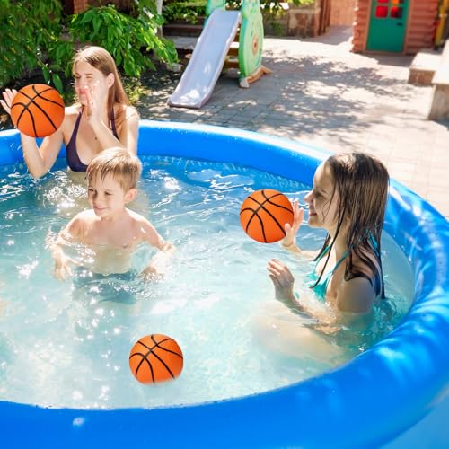 Gejoy 7 Inch Mini Basketballs Set of 3 with Ball Pump Needles Inflatable Mini Hoop Basketball Replacements Pool Party Balls Kids Adults Indoor Outdoor Sports Summer Beach Games, Orange
