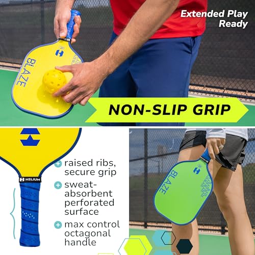 Helium Pickleball Paddles Set of 4 - USAPA Certified - Graphite Fiberglass Surface, Lightweight Honeycomb Core