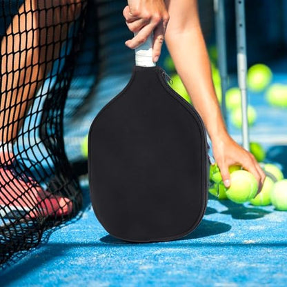 2 PCS Pickleball Paddle Covers, Durable Neoprene Universal 8.26 x 11.8Inch Zippered Racket Sleeve Storage Bag, Fits USAPA Standard Pickleball Racquets - color: Black
