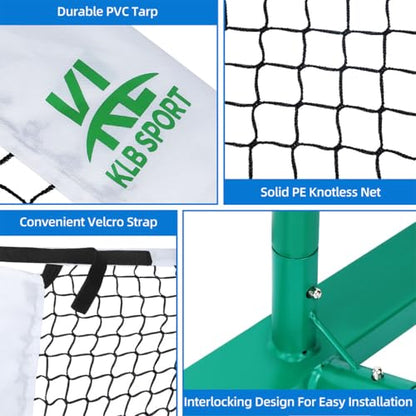 Portable Pickleball Net Set, Steady Metal Frame Pickle Ball Net Set System with Carry Bag Easy Setup for All-Weather Resistant Play in Backyards,Outdoor Indoor Driveways and Garages