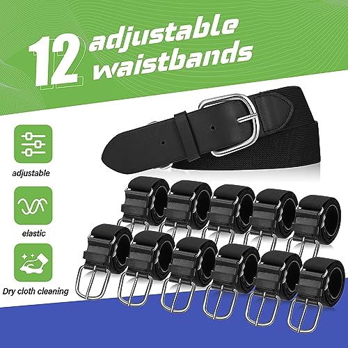 Hercicy 12 Pcs Baseball Belts Softball Belts Bulk for Adult and Youth Adjustable - color: Black, size: Youth Size