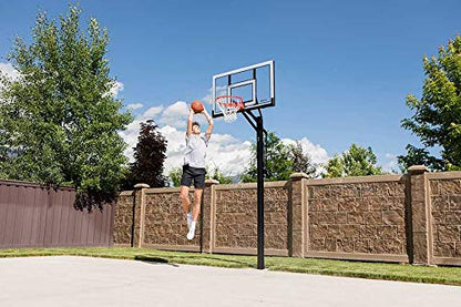 Lifetime Adjustable In-Ground Basketball Hoop, Power Lift Height Adjustment 7.5-10 Ft, 54-Inch Acrylic Backboard, Slam-It Pro Rim, Steel-Framed, All-Weather Net
