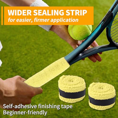 2 Pcs Tennis Racket Grip Tape, Towel Tennis Overgrip Tape, Anti-Slip Absorbent Grip, Racket Overgrip Tape,9 Colors - color: Yellow
