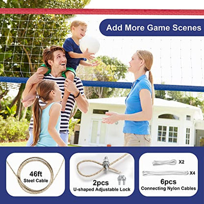 Professional Volleyball Net Outdoor Heavy Duty, Upgraded Weather Resistance, Lengthened Aircraft Steel Cable, Thicker Sides Tapes, for Indoor Outdoor Sports- 32x3FT (Net Only)