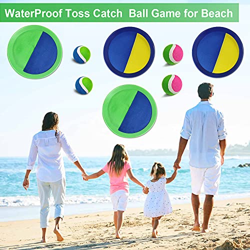 Jalunth Ball Catch Set Games Toss Paddle - Beach Toys Back Yard Outdoor Pool Backyard Camping Throw Age 3 4 5 6 7 8 9 10 11 12 Years Old Boys Girls Kids Adults Family Pink Blue Gifts 2 Pack - color: Pink+azure 4 Pack