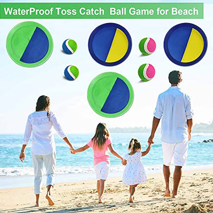 Jalunth Ball Catch Set Games Toss Paddle - Pool Beach Toys Back Yard Outdoor Games Backyard Throw Sticky Set Age 3 4 5 6 7 8 9 10 11 12 Years Old Boys Girls Kids Adults Family Easter Gifts Azure - color: Azure 4 Pack
