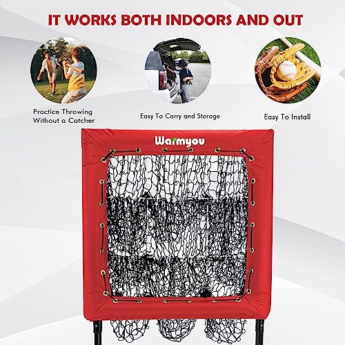 Pitching Net, Portable 9 Hole Baseball & Sotball with Strike Zone - Height Adjustable Easy Setup for Indoor/Outdoor