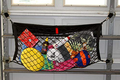 Garage Door Storage Net- Truck Accessories - Truck Bed Organizer- Toy/Sports/Fishing/Equipment Storage- Cargo Netting Hidden Storage