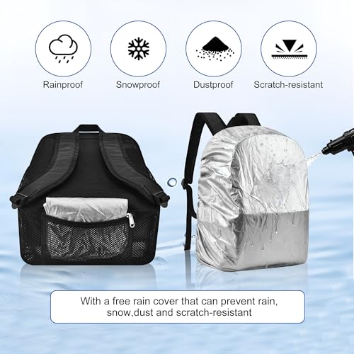 Oraben Duty Mesh Backpack with Rain Cover Ventilated Swim & Gym Bag college mesh backpack See Through Backpacks (Black) - color: Black