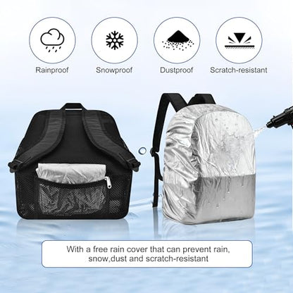 Oraben Duty Mesh Backpack with Rain Cover Ventilated Swim & Gym Bag college mesh backpack See Through Backpacks (Black) - color: Black