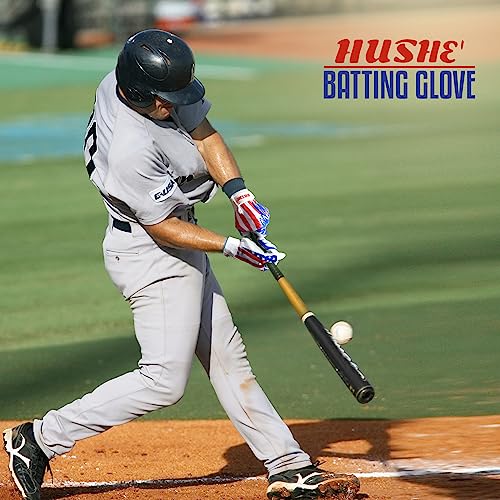 Hushe' American Flag Batting Gloves & Softball Gloves USA Flag Baseball Batting Gloves Youth Kids Baseball Batting Glove for Youth Men Adult & Unisex. - color: White Eagle, size: Youth Medium