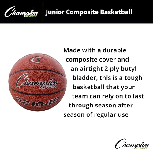 Champion Sports Composite Basketball – Indoor/Outdoor Play – Official, Intermediate & Junior Sizes – Durable Grip & Air Retention - style: Junior, Size 5 (27.5")