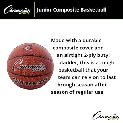 Champion Sports Composite Basketball – Indoor/Outdoor Play – Official, Intermediate & Junior Sizes – Durable Grip & Air Retention - style: Junior, Size 5 (27.5")