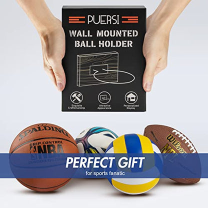 PUERSI Ball Holder Wall Mount Ball Stand Display Storage for Basketball Football Soccer Volleyball - color: Pine-Brown-3 Pack