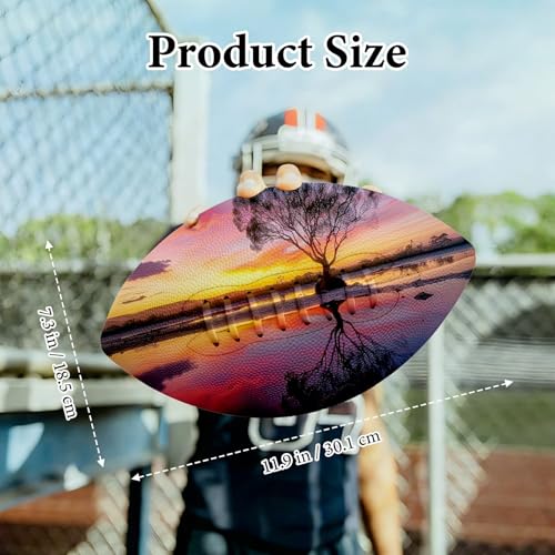 American Football, Official Size 11.9 x 7.3 Inch, Premium Composite Leather High-Grip Ball with Pro-Style Lacing, Unique Prints for Training, Games & Gifts - color: Sunset Clouds