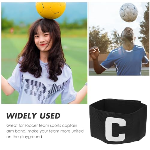 NOLITOY Soccer Captain Armband Football Bands for Adult Youth, Adjustable Soccer Rugby Basketball Player Bands 5. 31 Inch - color: Black