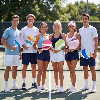 12Pcs Wood Paddleball Racket PE Equipment for Elementary School Paddle Ball Racket with Non-Slip Grip Physical Education Class Equipment 6 Styles for Men Women Youth