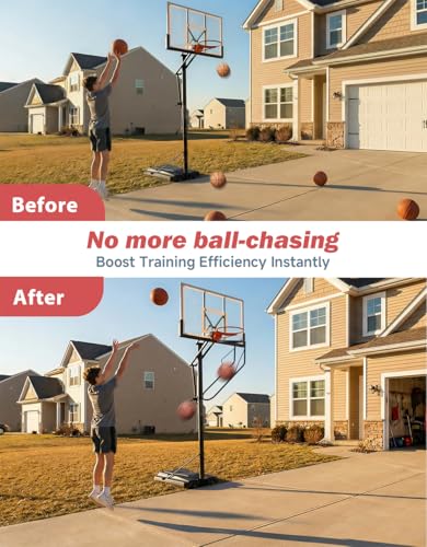 Basketball Rebounder, Heavy Duty & Quick Release Basketball Return Attachment, 180 Degree Rotatable Chute Shot Returner for 18" Rim Indoor and Outdoor Basketball Trainning Equipment