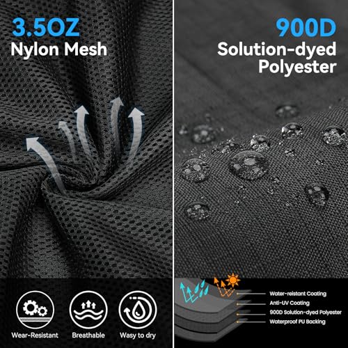 Square Heavy Duty 900D Ripstop Mesh Ball Bag with Zipper Pocket, Breathable Tear Resistant Drawstring 30x40inch Soccer Ball Bag with Adjustable Shoulder Strap for Balls, Beach Toys