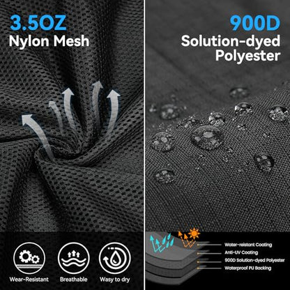 Square Heavy Duty 900D Ripstop Mesh Ball Bag with Zipper Pocket, Breathable Tear Resistant Drawstring 30x40inch Soccer Ball Bag with Adjustable Shoulder Strap for Balls, Beach Toys