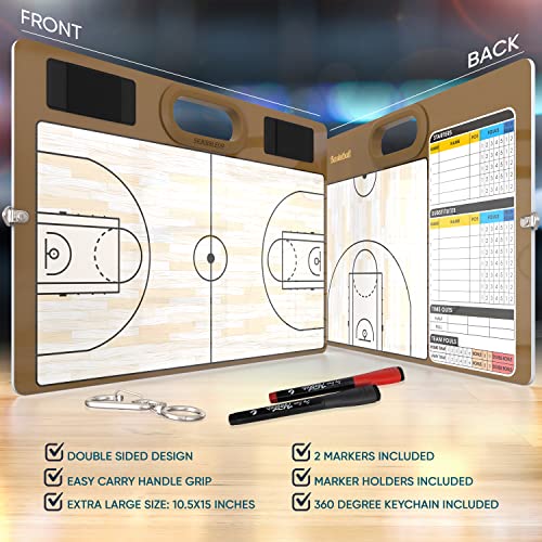 Basketball Dry Erase Board for Coaches 15x10.5 Double Sided Whiteboard Coaching Board Equipment Includes 2 White Board Markers for the Basketball Accessories the Perfect Coach Gifts