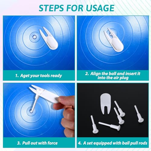 6 Pcs Exercise Ball Plug Replacement Kit Yoga Ball Fitness Exercise Ball Air Stopper Plug Pin Adapter Kit for Exercise Ball Fitness Inflatable Bed Pool