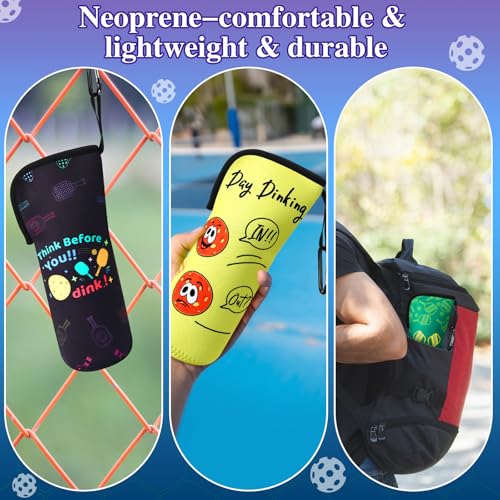 3 Pcs Pickleball Ball Holder Portable Pickleball Bags Funny Tennis Storage Bags with Hook for Hanging Neoprene Pickle Ball Accessories Gifts for Men Women