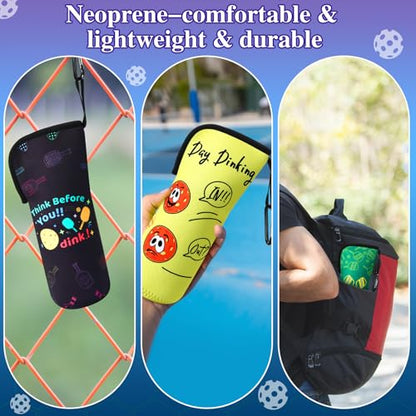 3 Pcs Pickleball Ball Holder Portable Pickleball Bags Funny Tennis Storage Bags with Hook for Hanging Neoprene Pickle Ball Accessories Gifts for Men Women