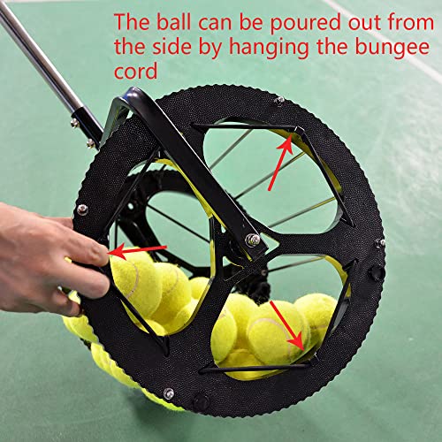 2 in 1 Tennis Balls Pickup Automatic Balls Receiver with Handle, Tennis Court Equipment/Accessory Tennis Field Equipment, Hold Up 55 Tennis Balls