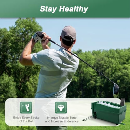 Automatic Golf Tee Machine, 100 Balls Golf Ball Dispenser with Batting Stand, No Power&Electricity Required, Auto Tee Up Machine for Driving Ranges, Golf Ball Game, Sports Gaming Clubs