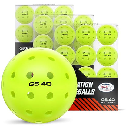 GoSports GS 40 Pickleball Balls - 4, 12, or 36 Pack of Regulation USAPA Pickleballs - color: 36 Pack - Neon Green
